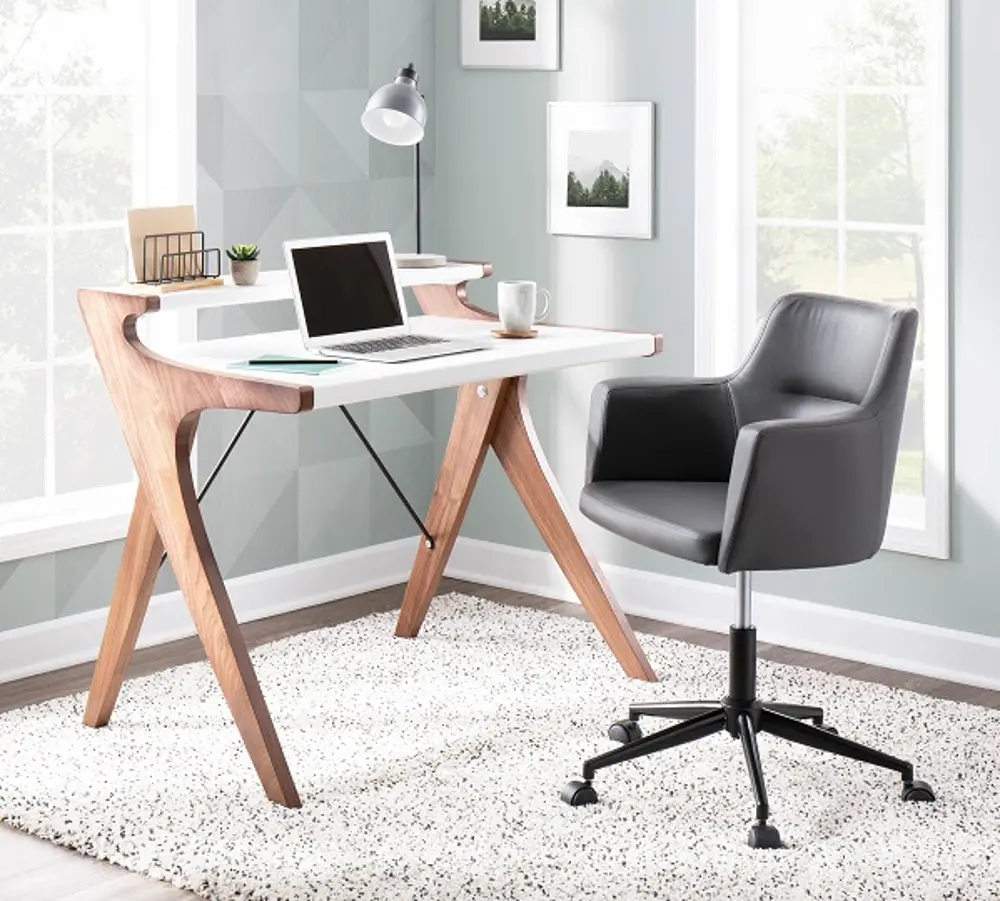 OFD-ARCHER WLW White and Walnut Wood Home Office Desk - Archer-1