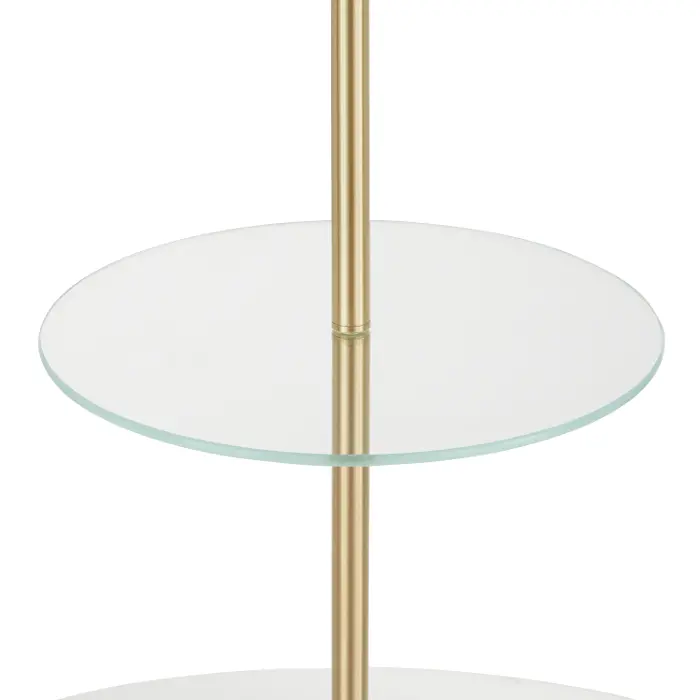 Contemporary Gold Metal Floor Lamp With Glass Shelf And White Marble Base Rc Willey Contemporary Gold Metal Floor Lamp With, Threshold Shelf Floor Lamp Shade Replacement