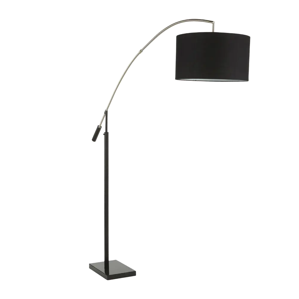 LS-MILAN2 BKBK Contemporary Black Marble and Linen Curved Floor Lamp-1