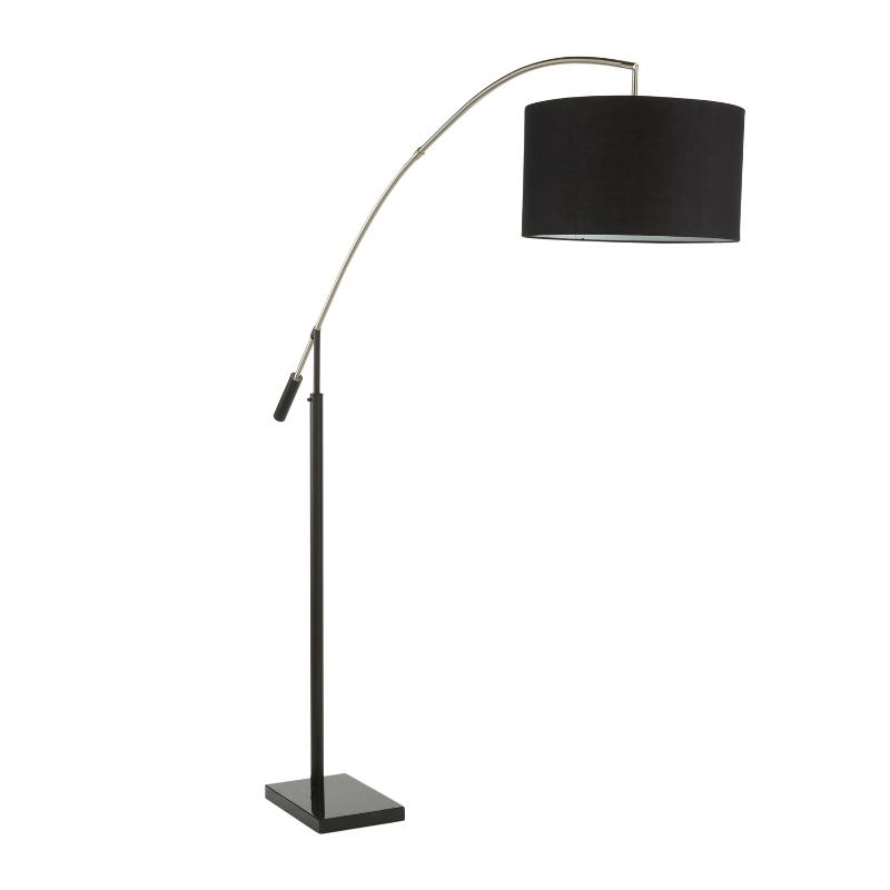 Linen Curved Floor Lamp, Contemporary Black Floor Lamp