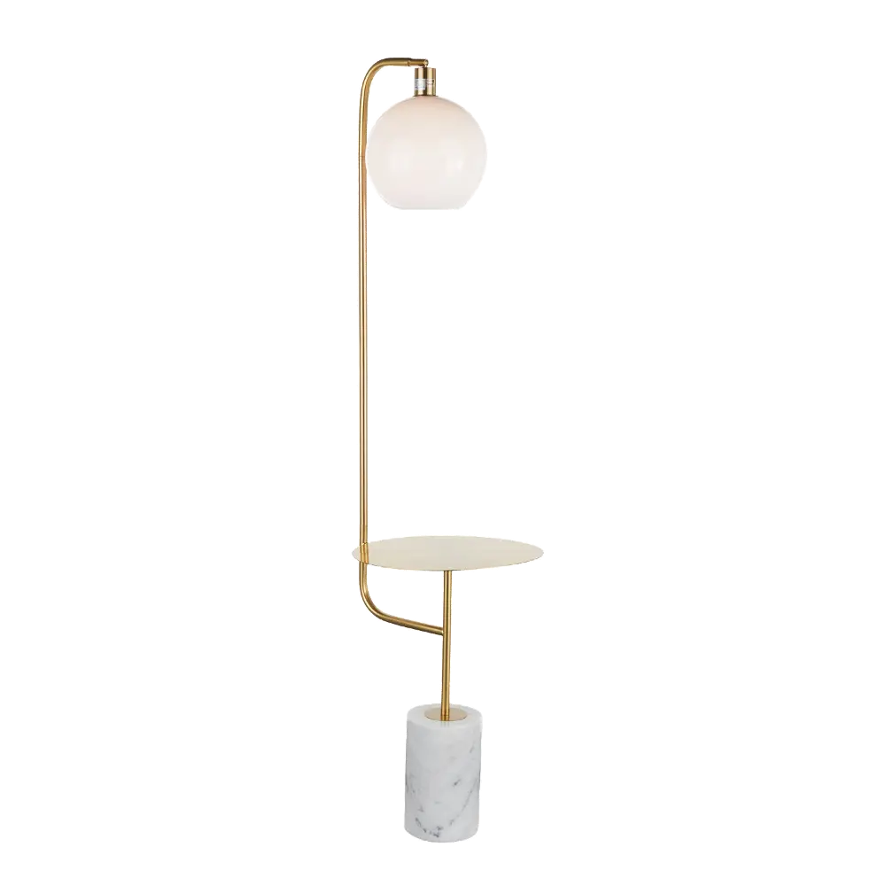 L-SYMBOLFLT AUWM Contemporary Gold Metal Floor Lamp with Side Table and Marble Base-1