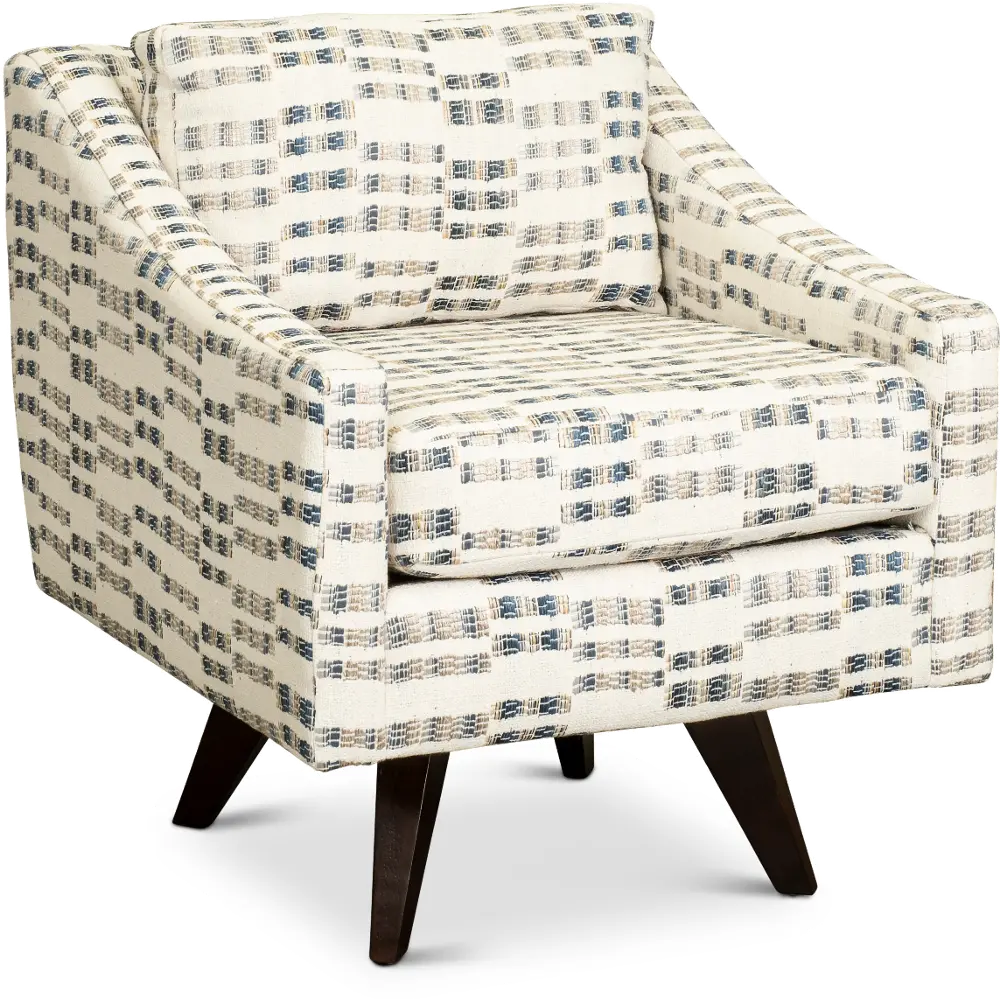 Henley Cream, Blue and Gray Swivel Accent Chair-1