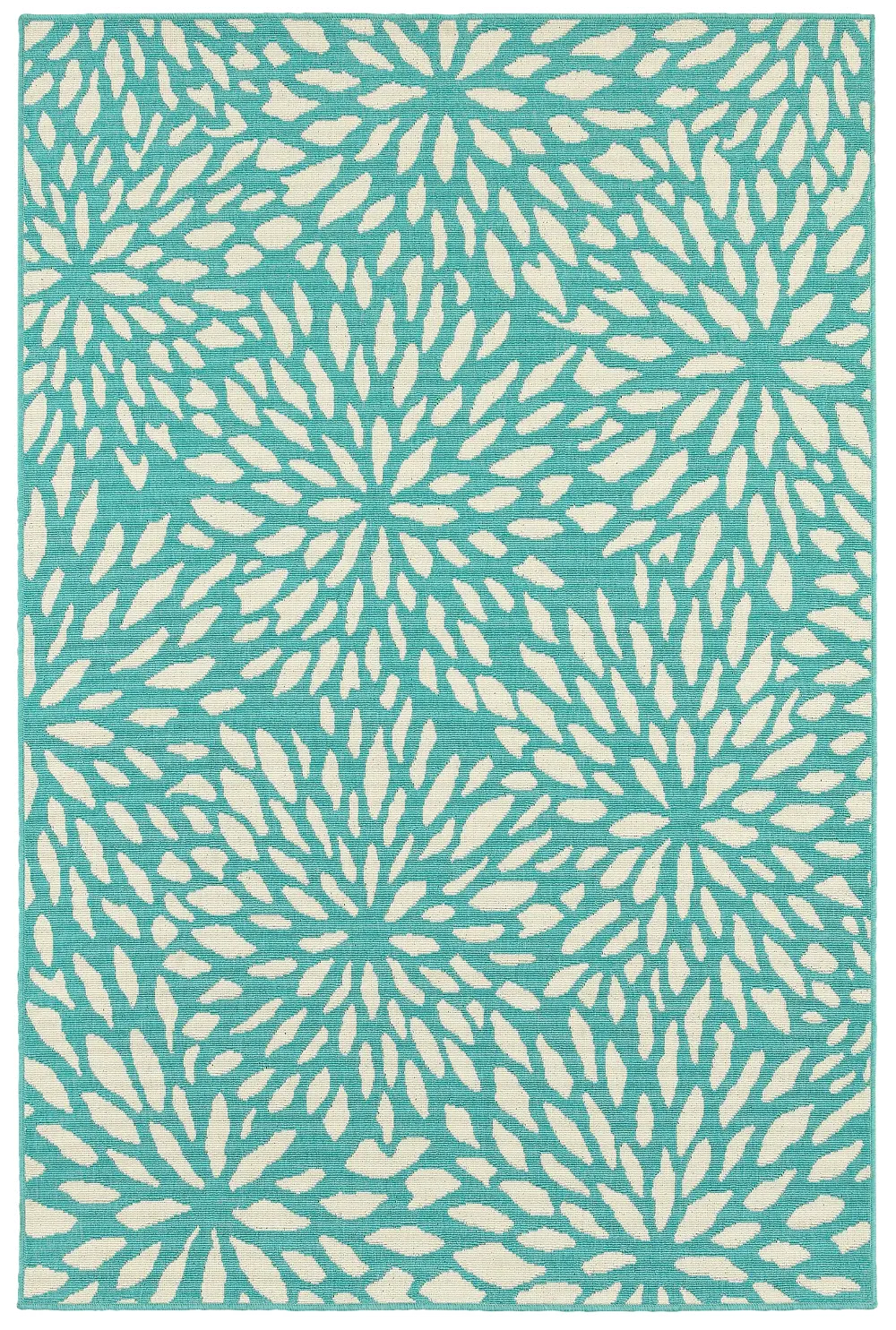 Meridian 8 x 11 Large Abstract Floral Blue Indoor-Outdoor Rug-1