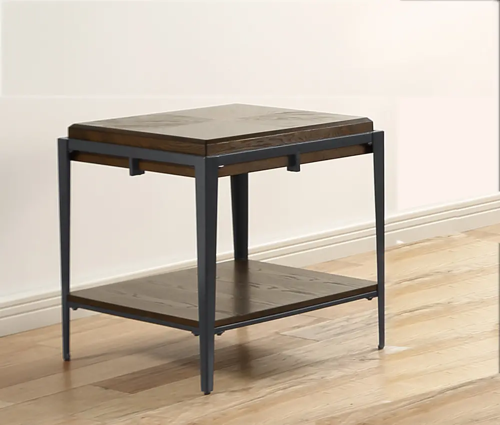 Industrial End Table with Metal Legs - Waco-1
