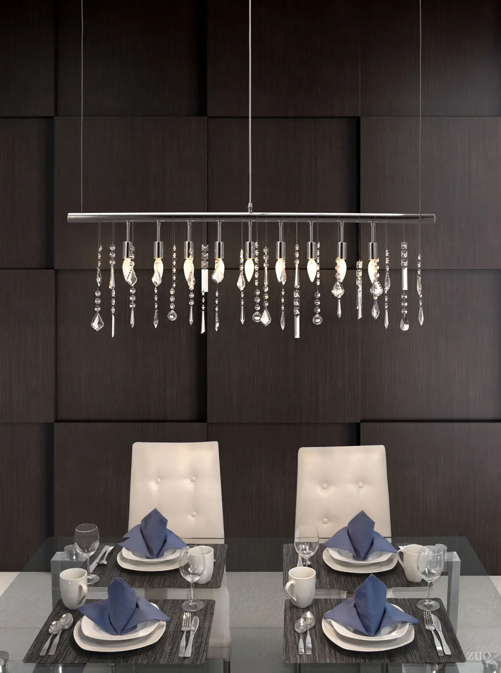 Chrome and Crystal Ceiling Lamp - Shooting Stars-1