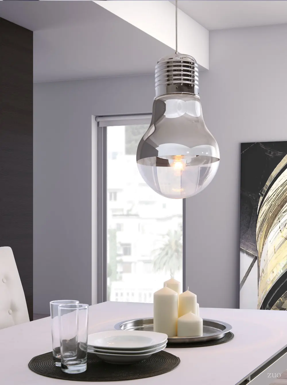 Chrome Bulb Shaped Ceiling Lamp - Gilese-1
