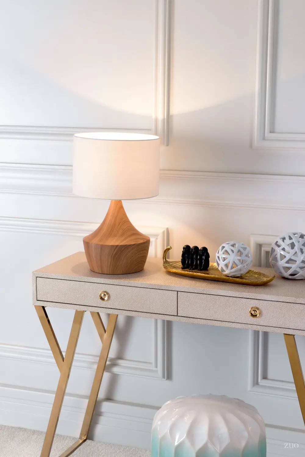Retro Modern Brown Table Lamp with Off White Shade - Kelly-1