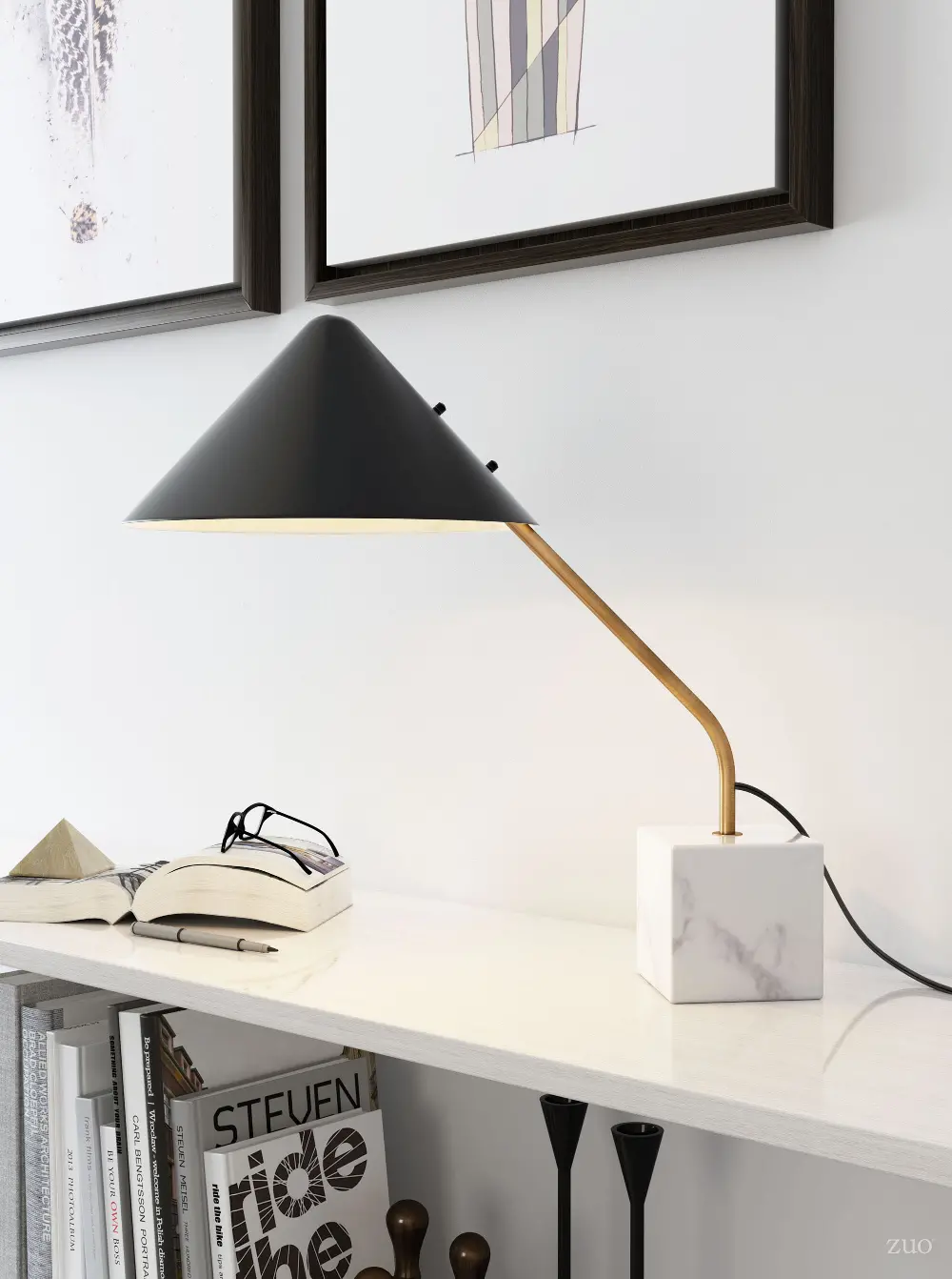 Retro Modern Black and White Table Lamp - Pike-1