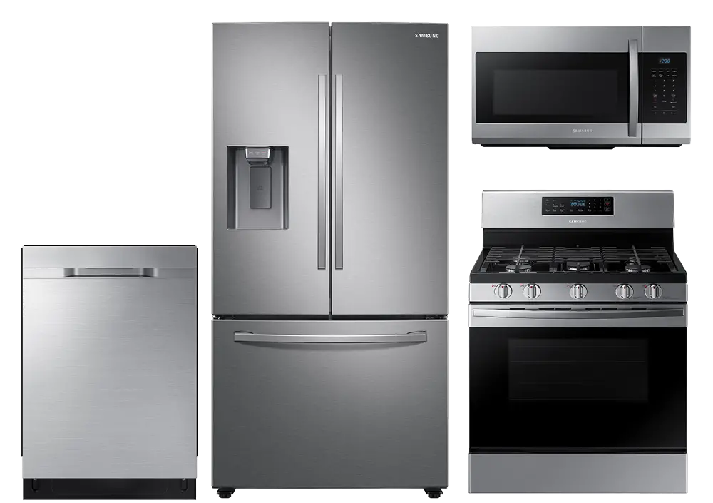 .SUG-4PC-S/S-3DR-GAS Samsung 4 Piece Gas Kitchen Appliance Package with 27 cu. ft. French Door Refrigerator - Stainless Steel-1
