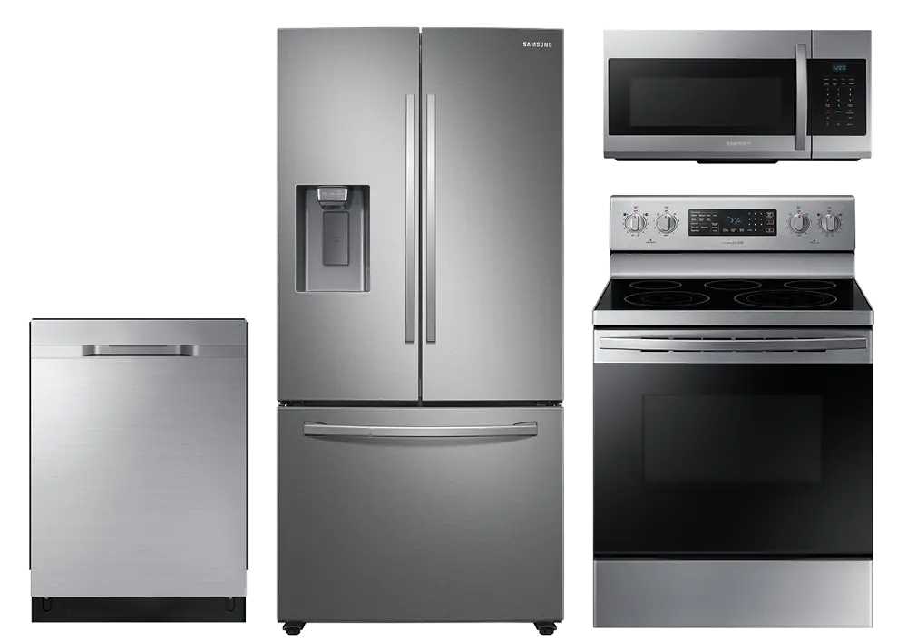 .SUG-4PC-S/S-3DR-ELE Samsung 4 Piece Electric Kitchen Appliance Package with 27 cu. ft. French Door Refrigerator - Stainless Steel-1