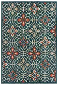 Latitude 5 x 7 Medium Blue and Orange Indoor-Outdoor Rug