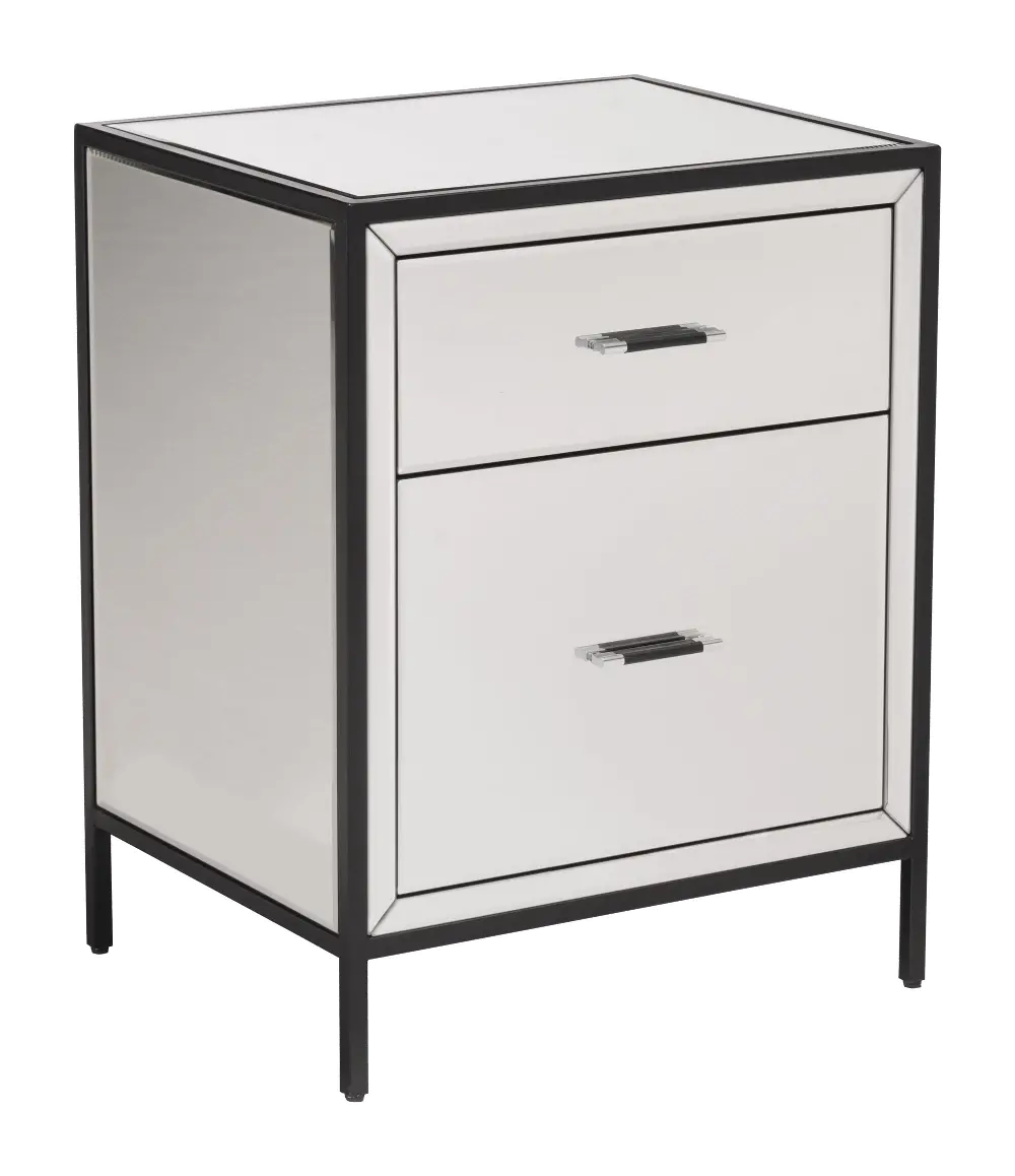 Mirrored End Table with Black Frame - Upton-1