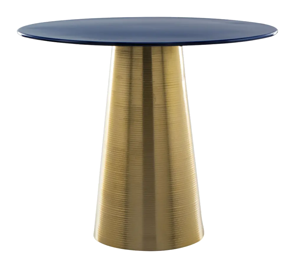 Retro-Modern Blue and Gold End Table - Reo-1
