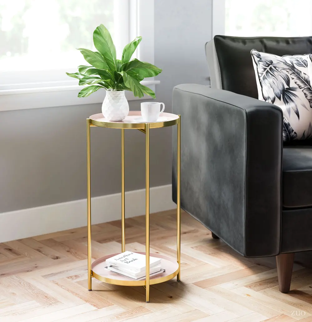 Round Gold End Table - Jenna-1
