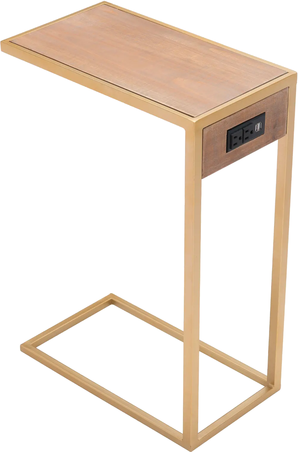 Brown and Gold C-Shape Chairside Table-1