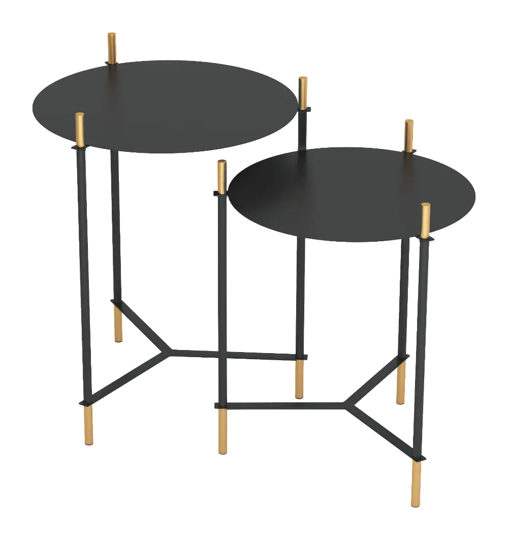 Black and Gold Side Tables - Jerry Set of 2-1