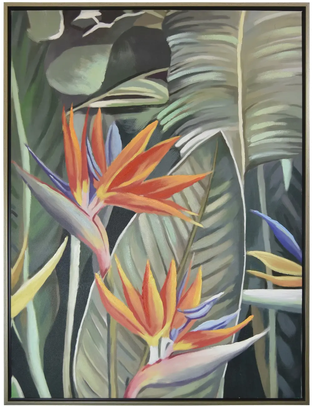 Birds of Paradise Multi Color Canvas Oil Painting with Frame-1