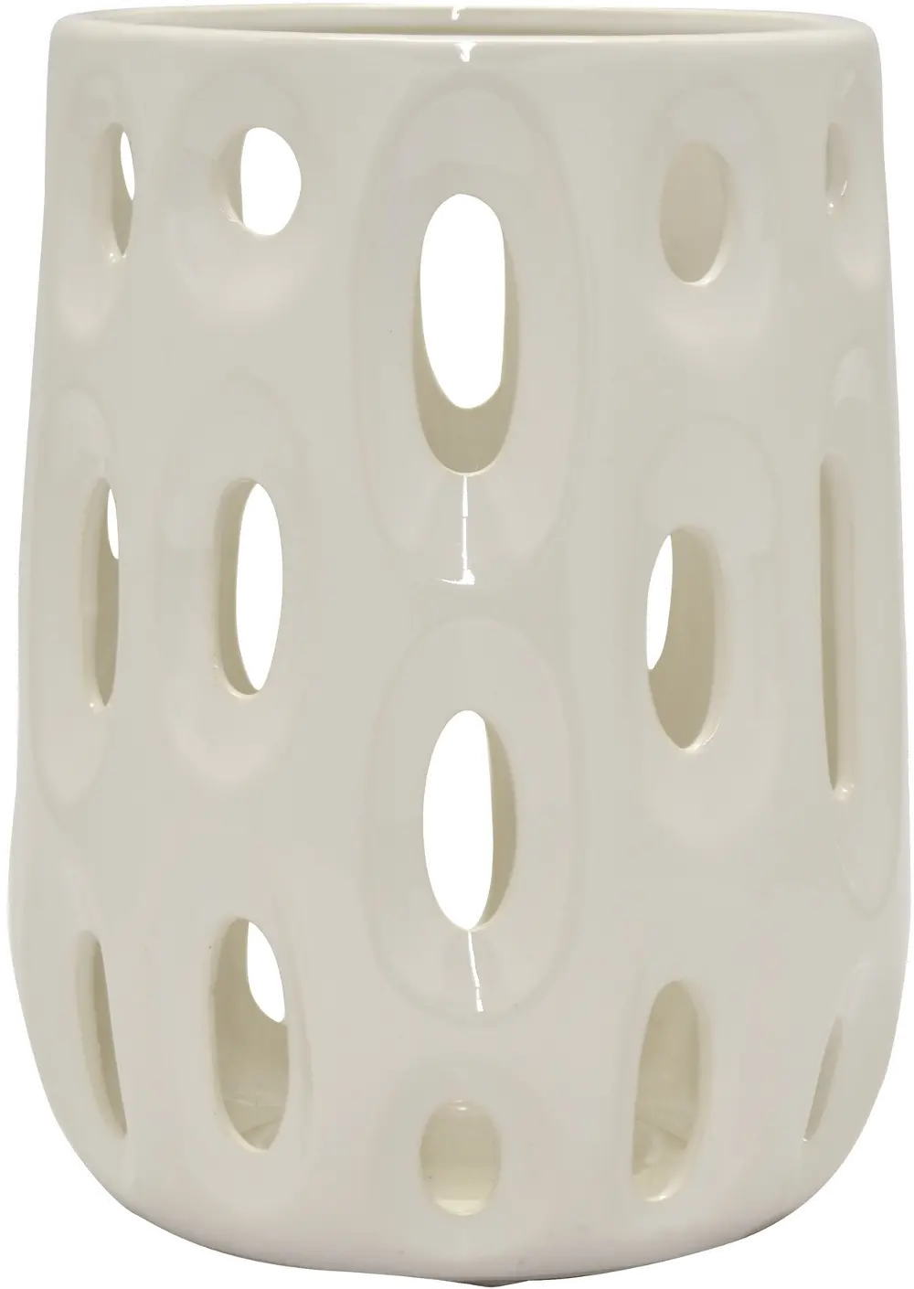 Modern 11 Inch White Pierced Vase-1