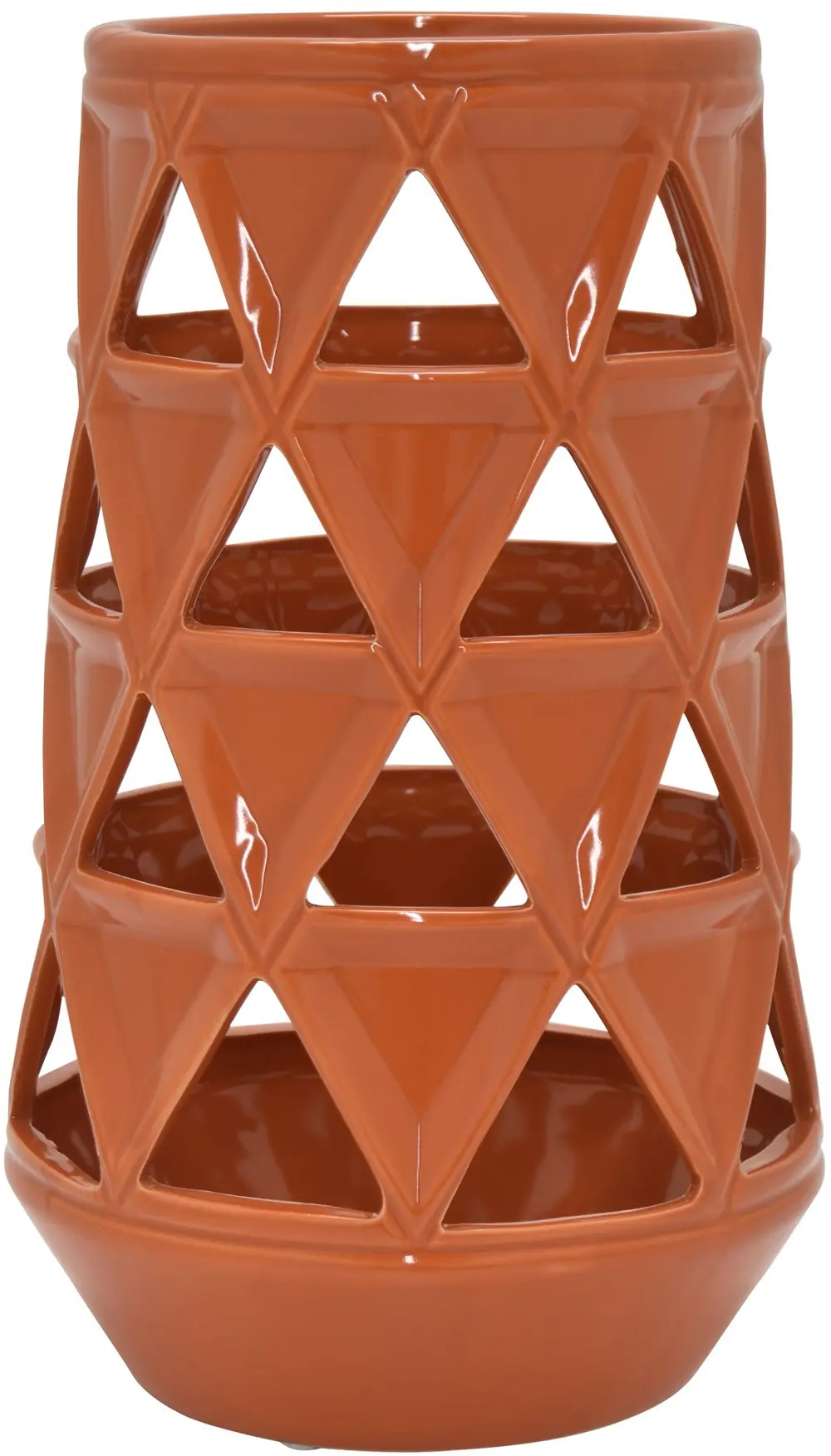 Modern 10 Inch Orange Pierced Vase-1