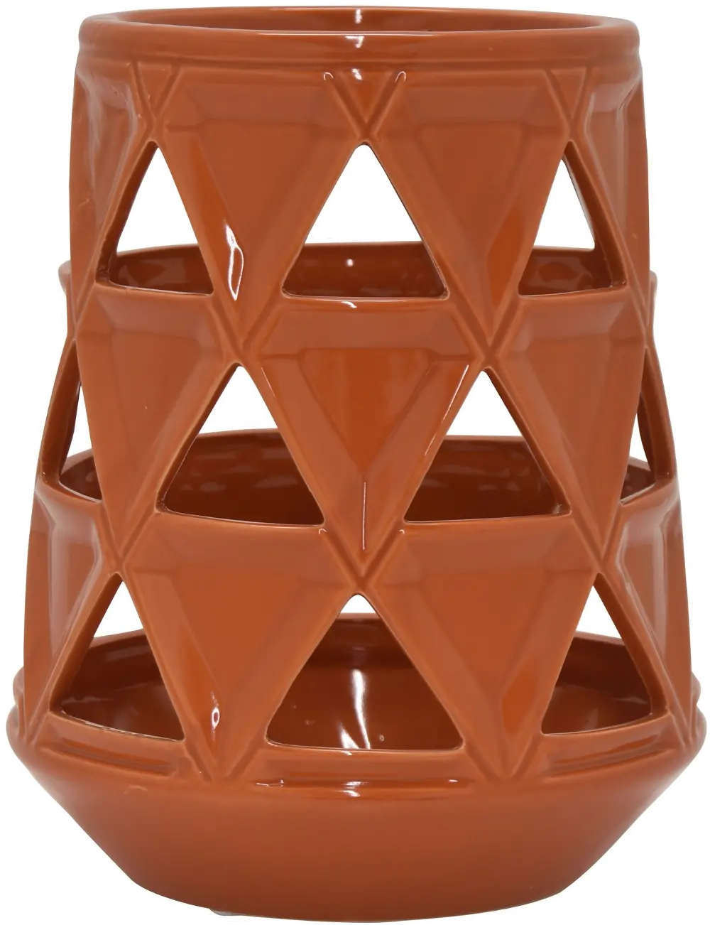 Modern 8 Inch Orange Pierced Vase-1