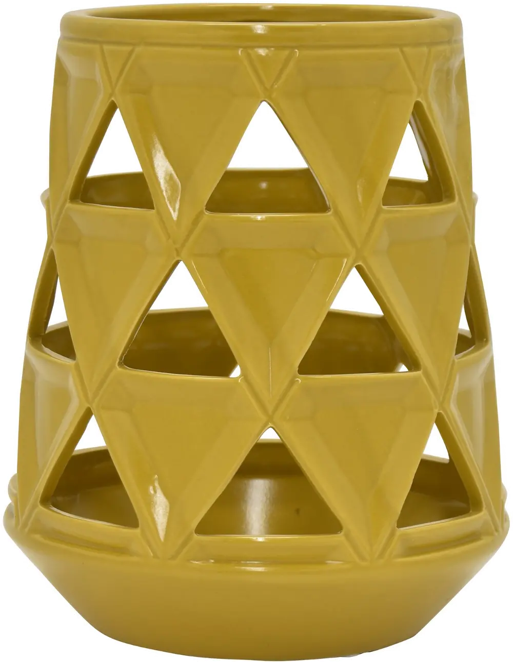 Modern 8 Inch Yellow-Green Pierced Vase-1