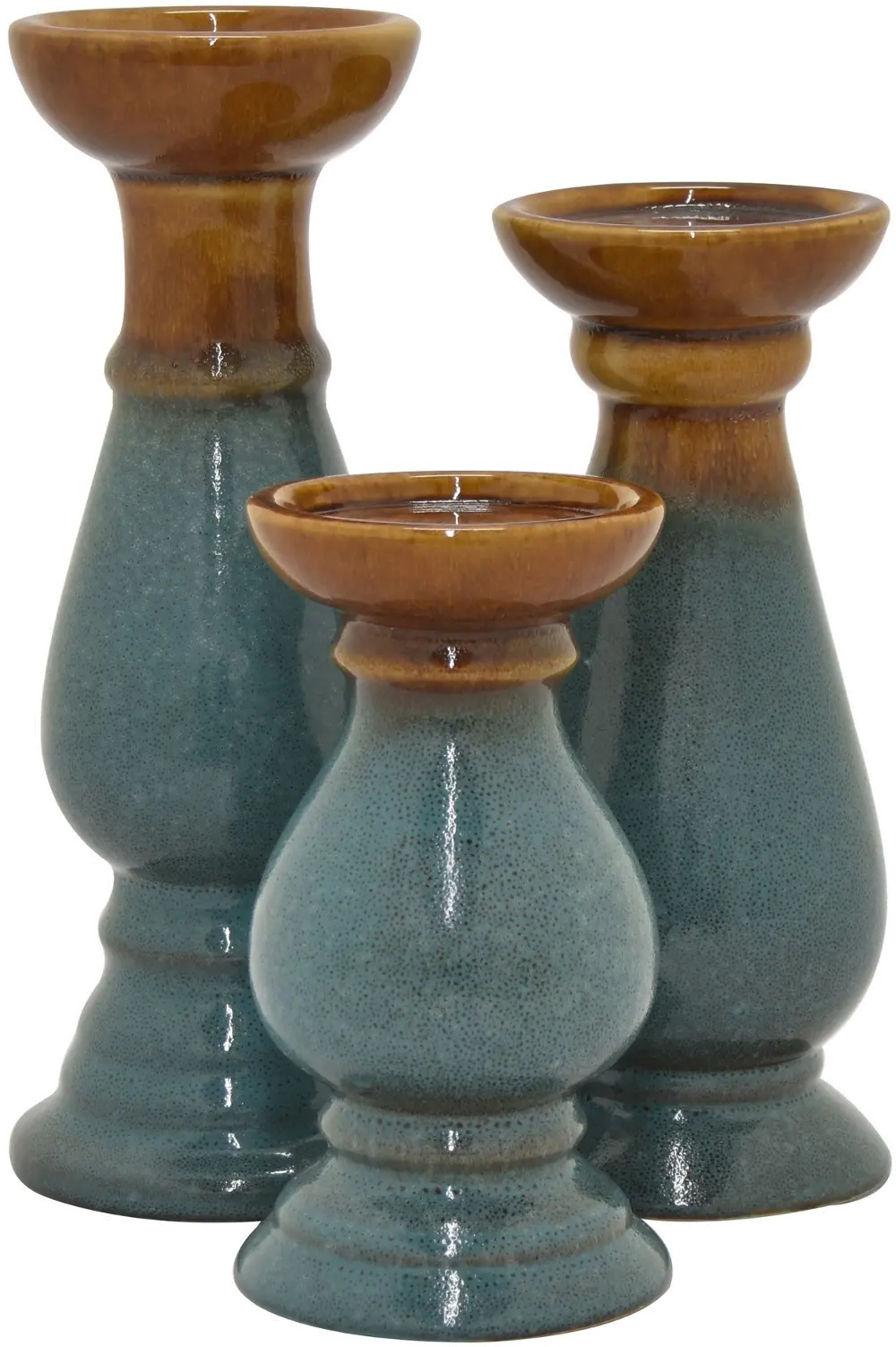 11 Inch Blue and Brown Candle Holder-1