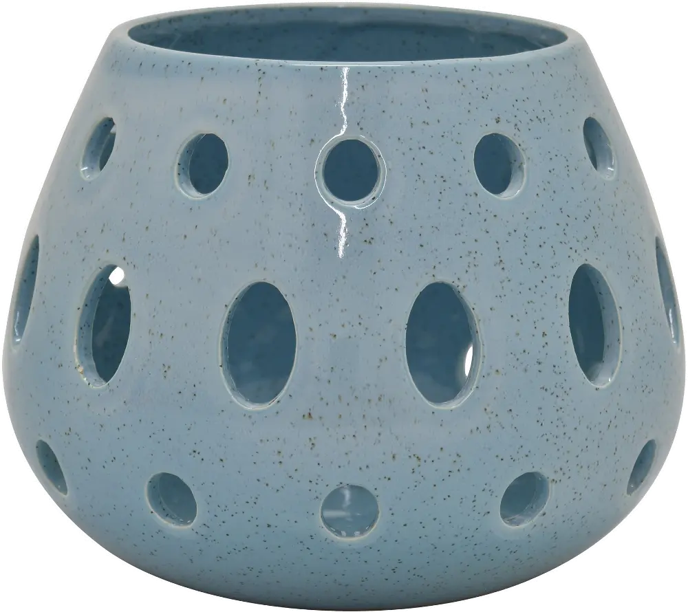 7.25 Inch Light Blue Pierced Vase-1