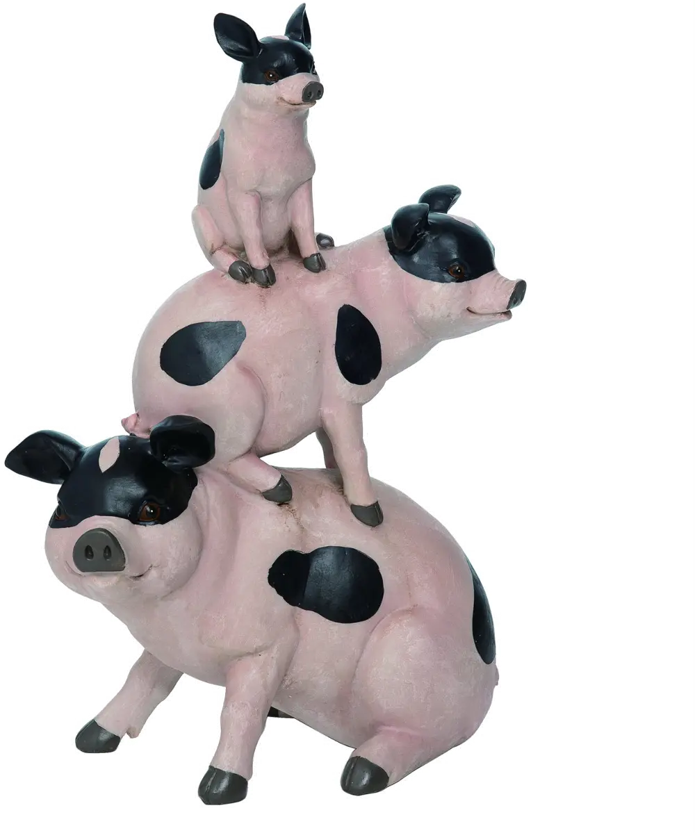 Pink and Black Pigs on Pigs Stacking Tabletop Decor-1