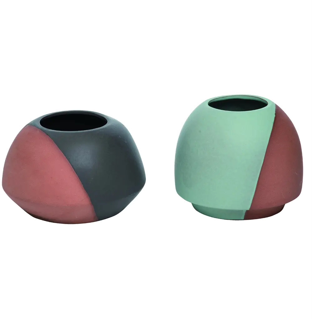 Assorted Two Tone Multi Color Clay Glazed Sienna Planter-1