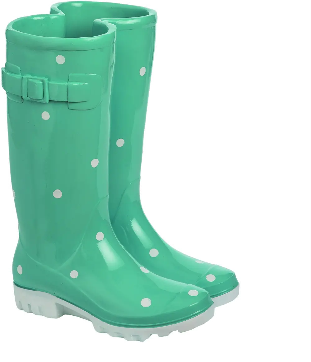 Green Resin Rain Boot Outdoor Planter-1