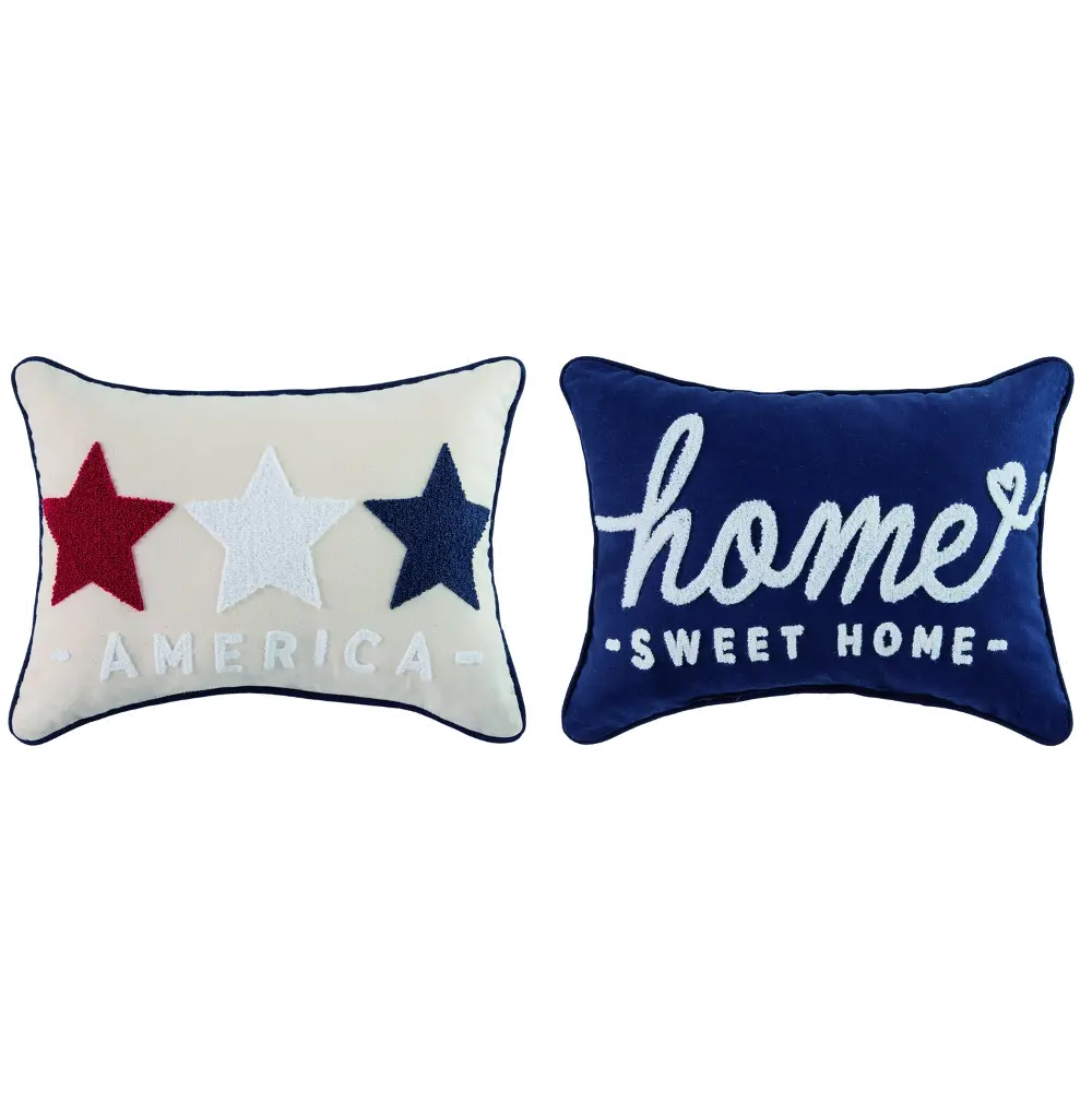 Fabric Home Sweet Home and Star Reversible Throw Pillow-1