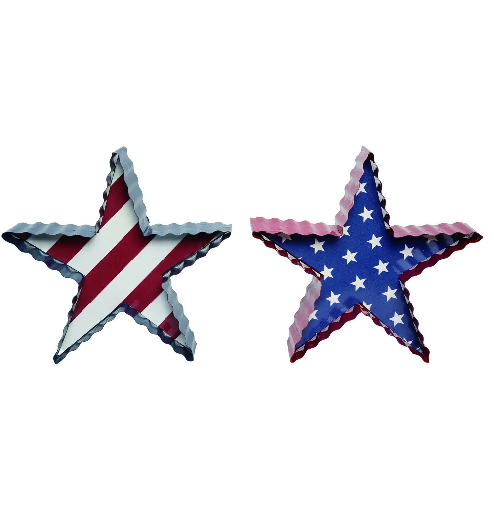 Assorted Red, White and Blue Metal Dimensional Star Decoration-1