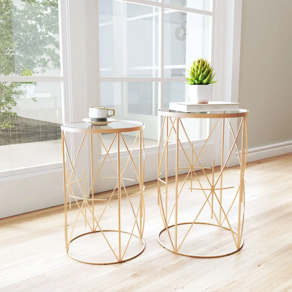 Gold and Clear Side Tables - Hadrian-1