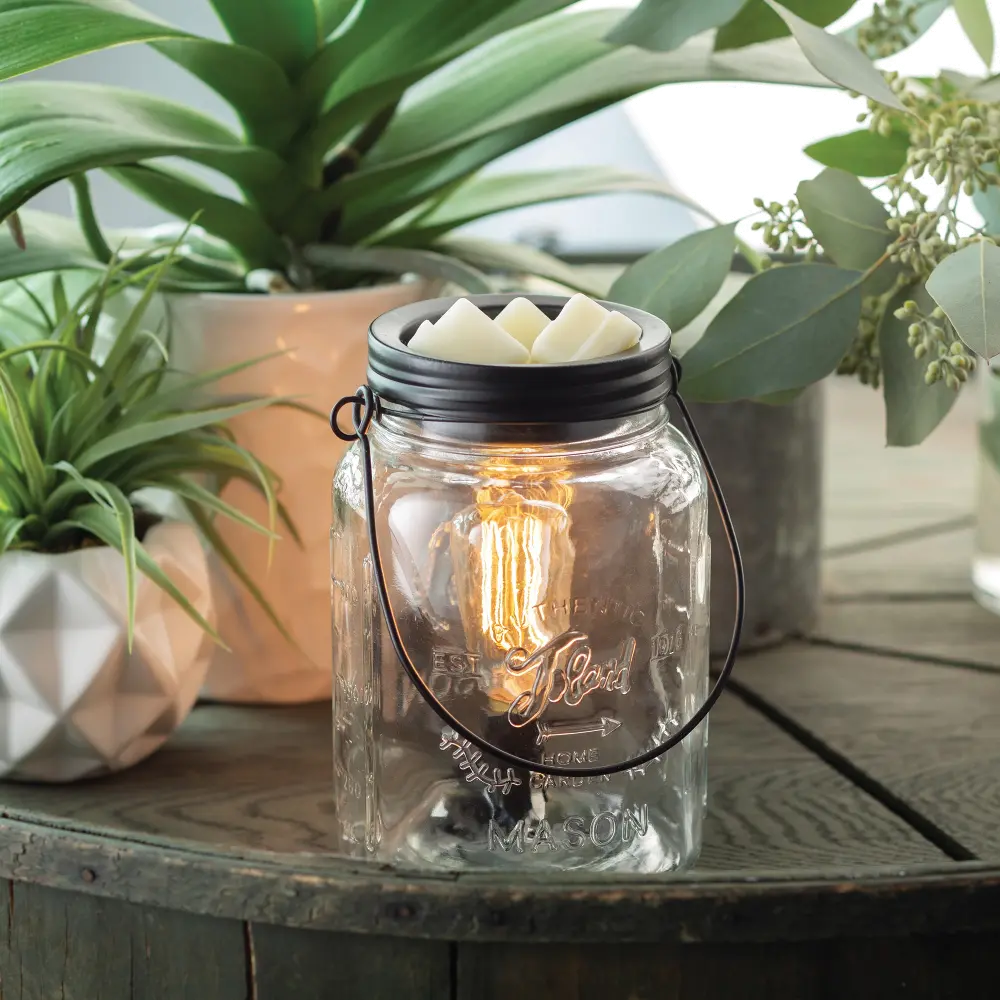 Clear Glass and Black Mason Jar Vintage Bulb Illumination Fragrance Warmer-1