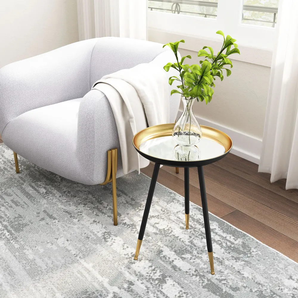 Gold and Black Glam Accent Table - Everly-1