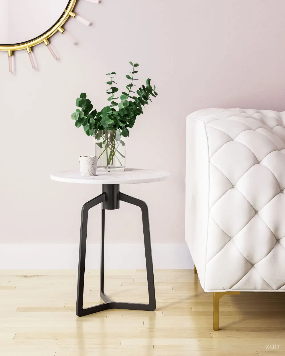Modern Round End Table with White Top - Rand-1