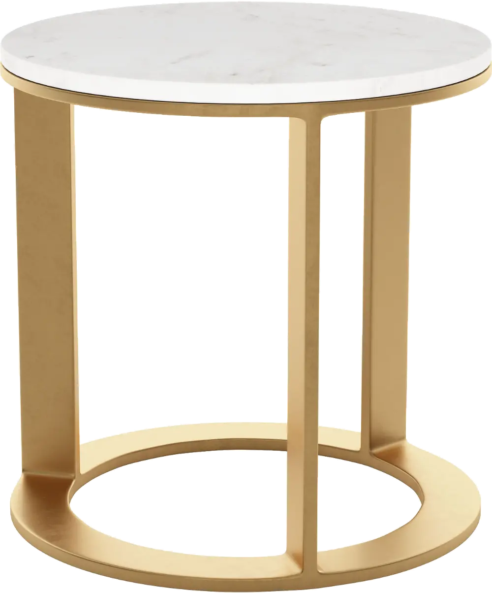 Glam Round Side Table with White Top - Helena-1