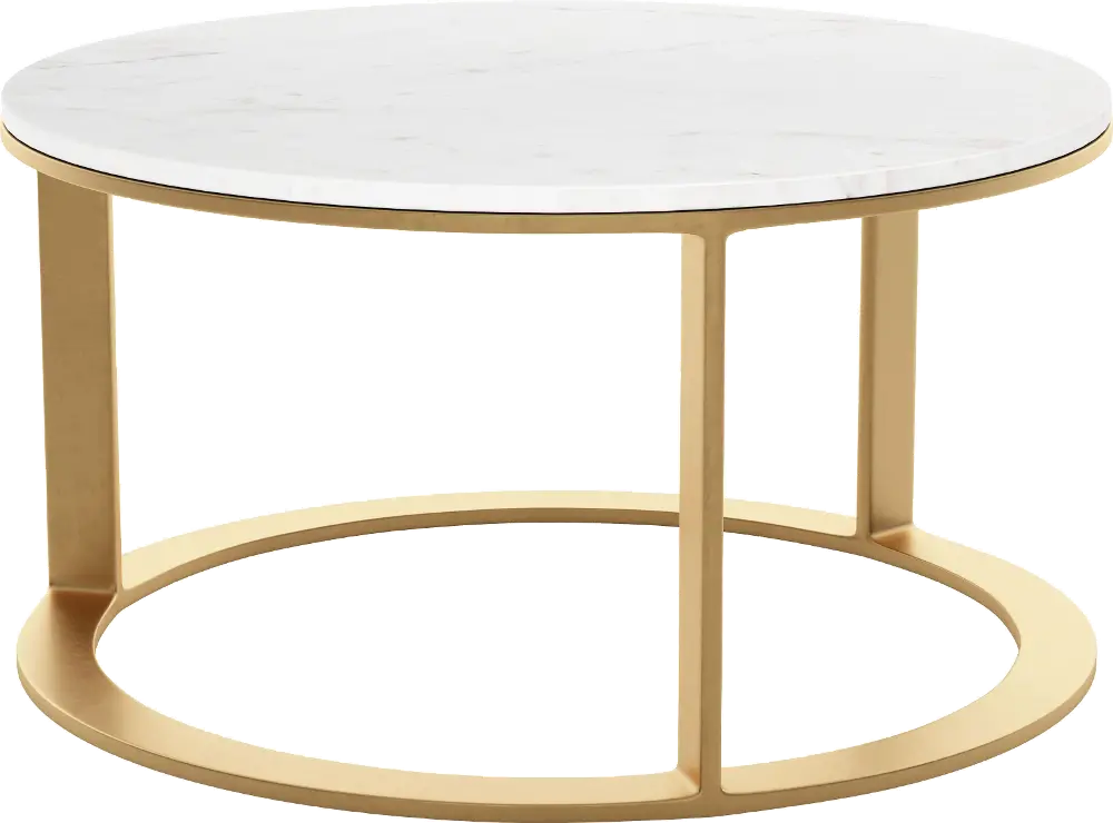 Glam Round Coffee Table with White Stone Top - Helena-1