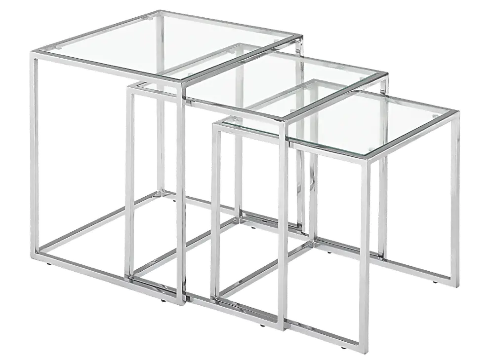 Modern Metal and Glass Nesting Tables - Pasos-1