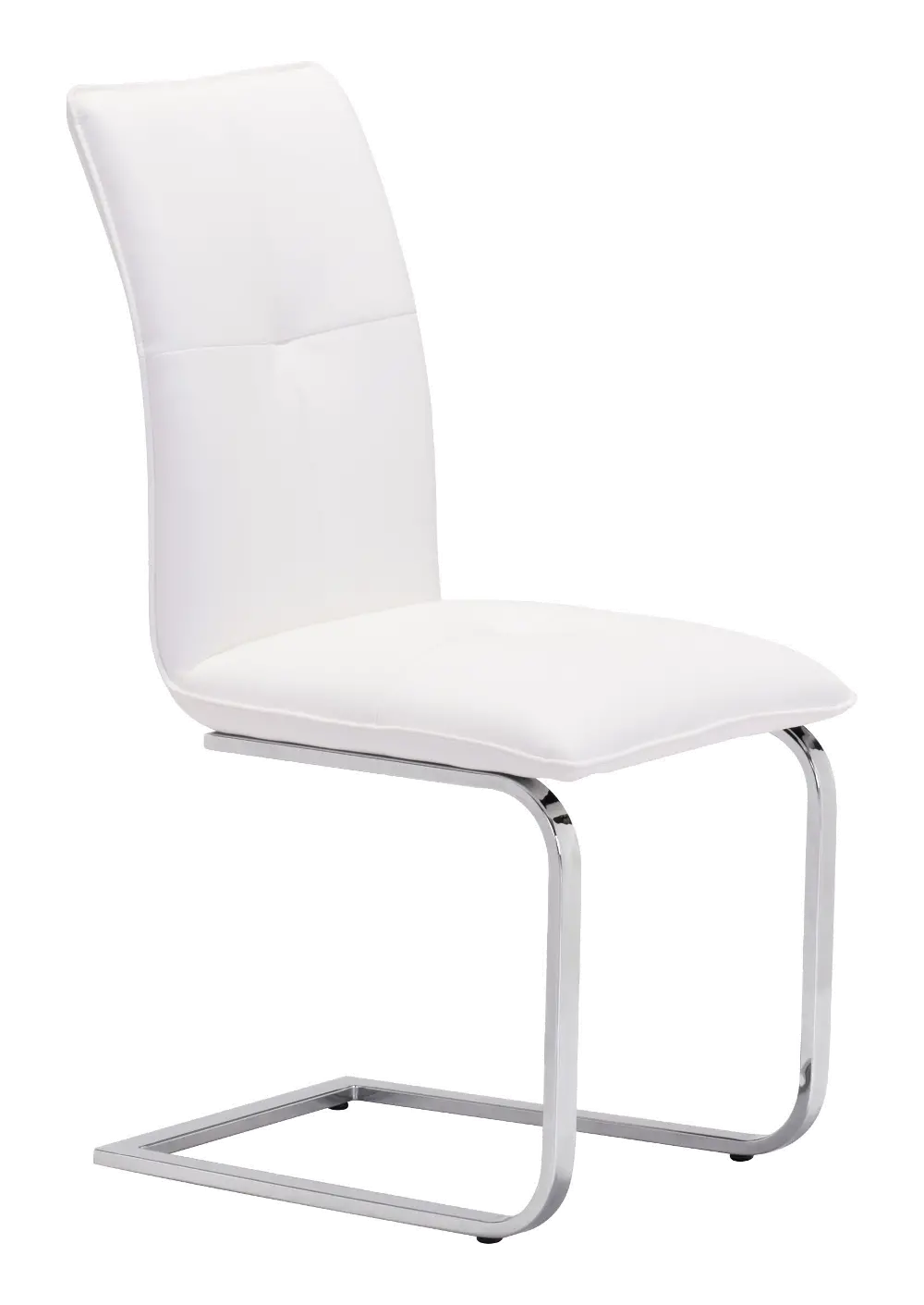 Modern White and Chrome Upholstered Dining Room Chair (Set of 2) - Anjou-1
