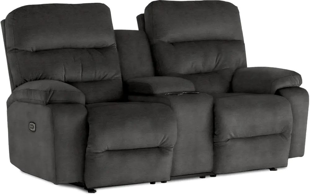 Ryson Gray Power Reclining Loveseat with Console-1