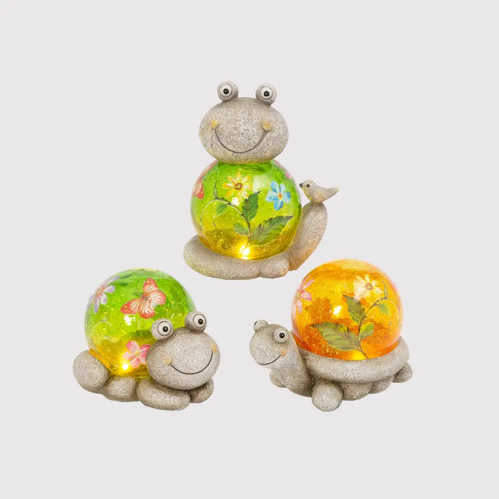 Assorted Multi Color Lighted Resin and Glass Garden Friend-1