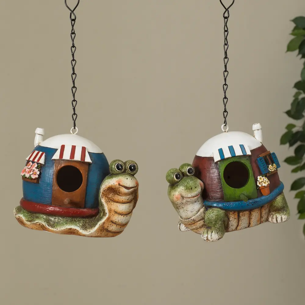 Assorted Multi Color Turtle or Snail Hanging Birdhouse-1