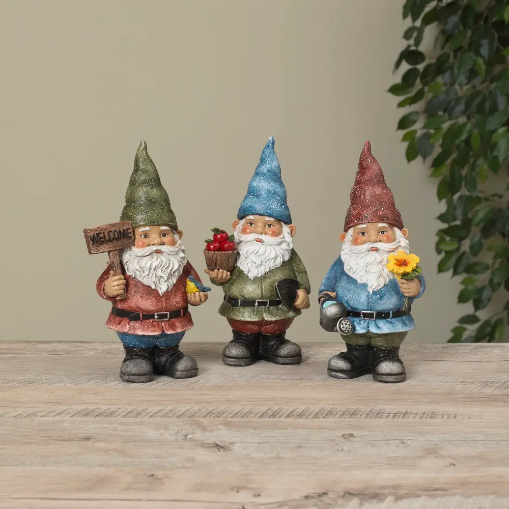 Assorted Multi Color Resin Garden Gnome Figurine-1