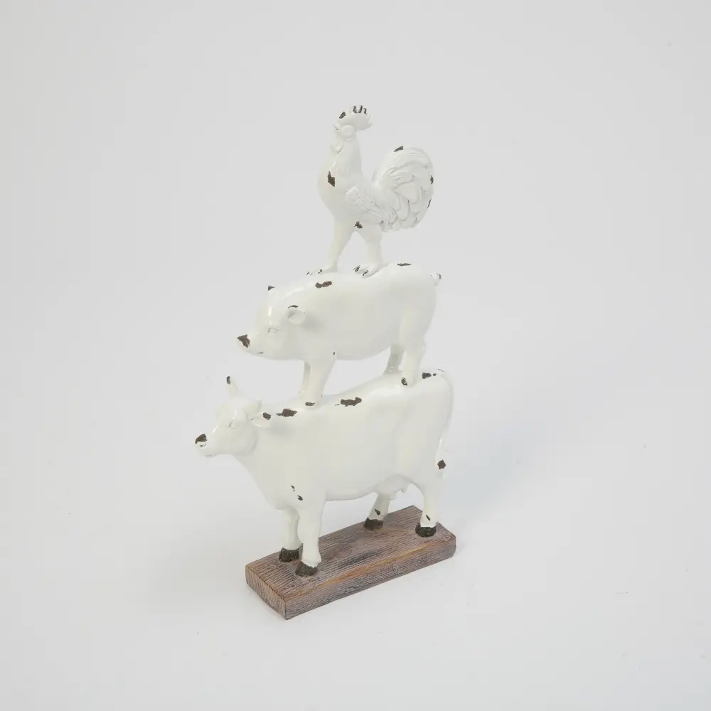 White Resin Ceramic Stacking Animals Figurine-1