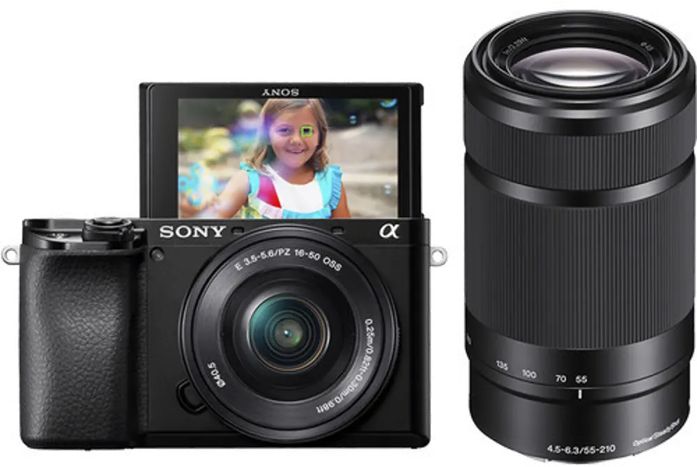 ILCE6100Y Sony Alpha a6100 Mirrorless Digital Camera with 16-50mm and 55-210mm Lenses-1