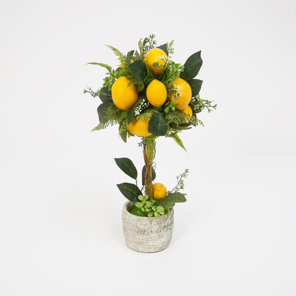 19 Inch Potted Faux Yellow Lemon Tree Arrangement-1