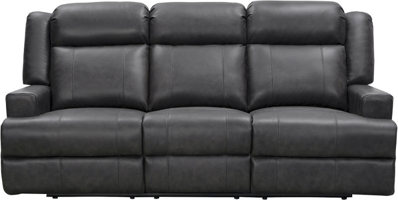 Steel Gray Leather Power Reclining Sofa, Top Grain Leather Power Reclining Sofa Set