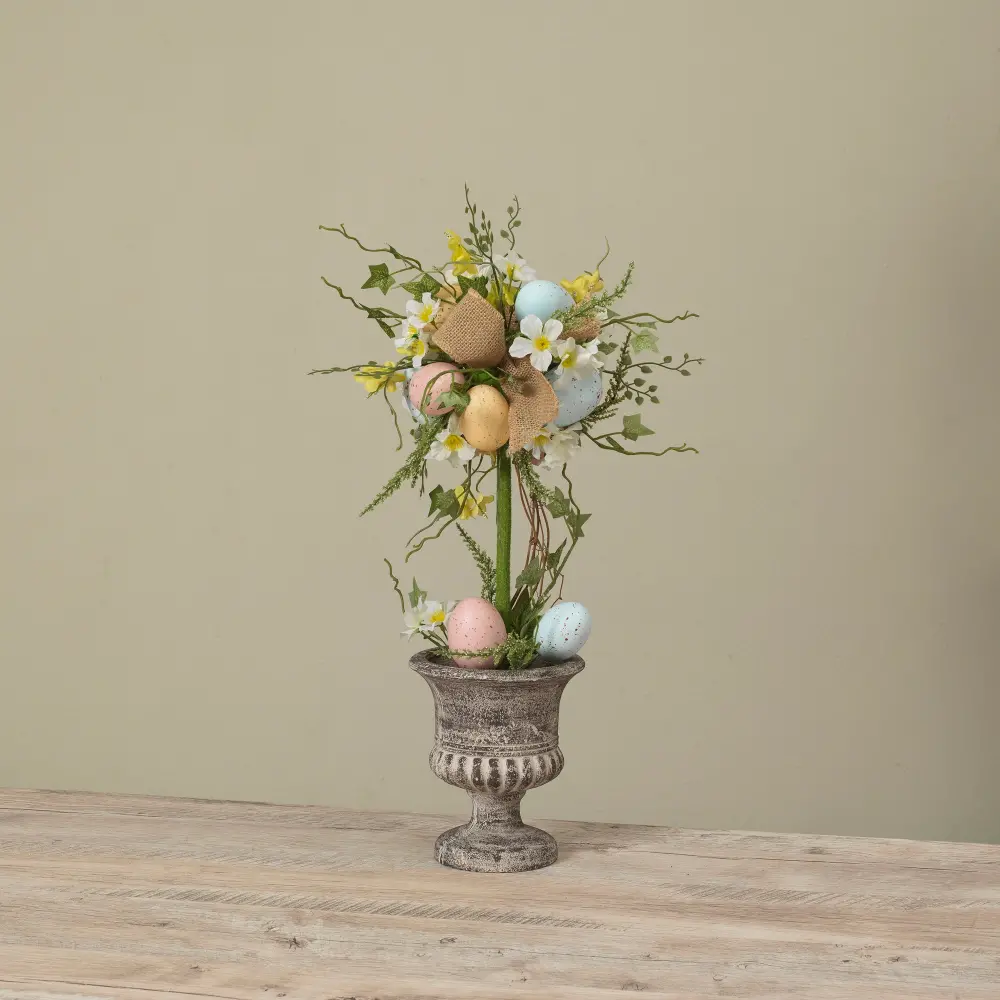 Multi Color Potted Easter Egg and Faux Wildflower Tree-1