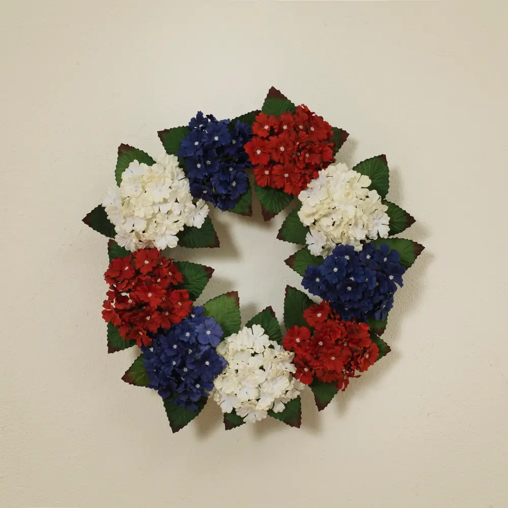 Red, White and Blue Americana Faux Flower Wreath Arrangement-1